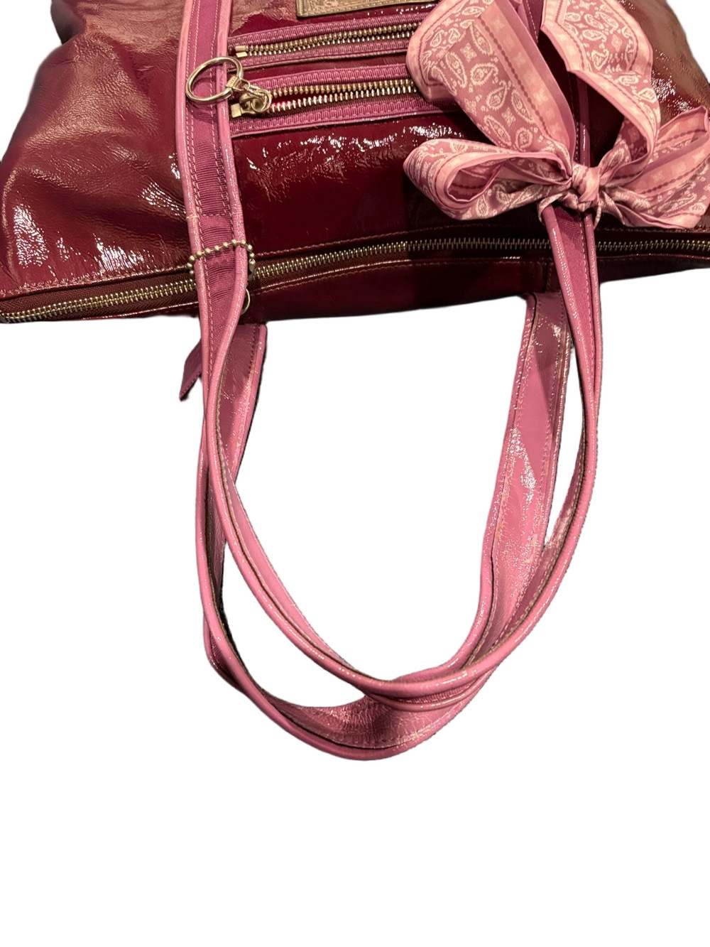 Coach Poppy Patent Leather Tote Bag Style 13836 Purple Pink Gold Hardware - Picture 9 of 16